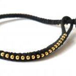 Black Friendship Bracelet, Ball Chain Gold Black..
