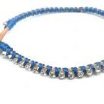 Rhinestone Friendship Bracelet, Silk Woven, Trendy..
