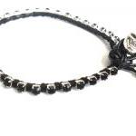 Friendship Bracelet Leather Black Rhinestone Chain..
