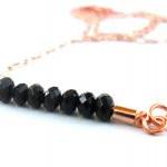 Delicate Everyday Jewelry, Black Crystal Bar, Rose..