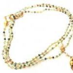 Necklace Multicolored Agate Beads Hand-knotted..