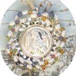 Pendant Medallion Sterling Silver Pearls Multi..