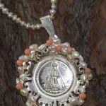 Pendant / Medallion Sterling Silver Coral Pearls...