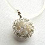 Moonstone Necklace, Sterling Silver Wire Wrapped..