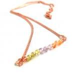 Simple Delicate Copper Necklace, Gemstone Bar..