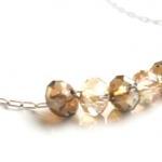 Bronze Gold Crystal Necklace, Delicate Tiny..