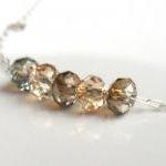 Bronze Gold Crystal Necklace, Delicate Tiny..