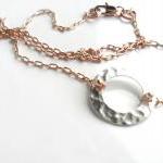 Simple Rose Gold Necklace, Sterling Silver..