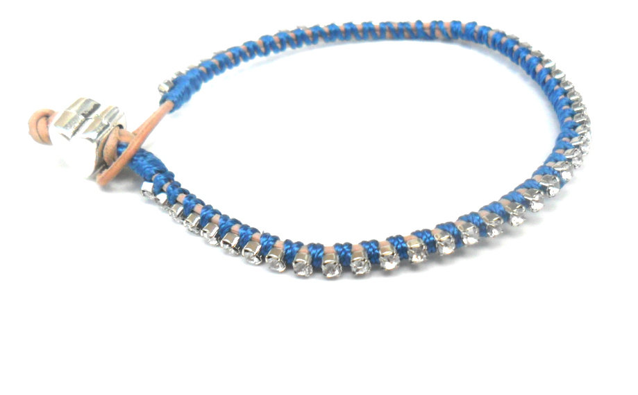 Rhinestone Friendship Bracelet, Silk Woven, Trendy Bracelets, Stackables - Metallic Abyss Fashion Spring 2012 For Her Under 20