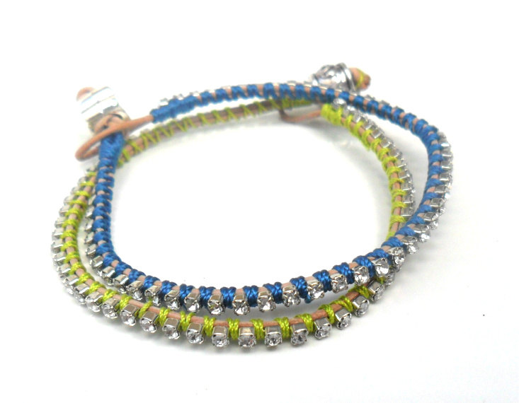 Friendship Bracelet, Rhinestone Chain, Silk Woven, Trendy Bracelets, Metallic Zing Fashion Spring 2012 For Her Under 20