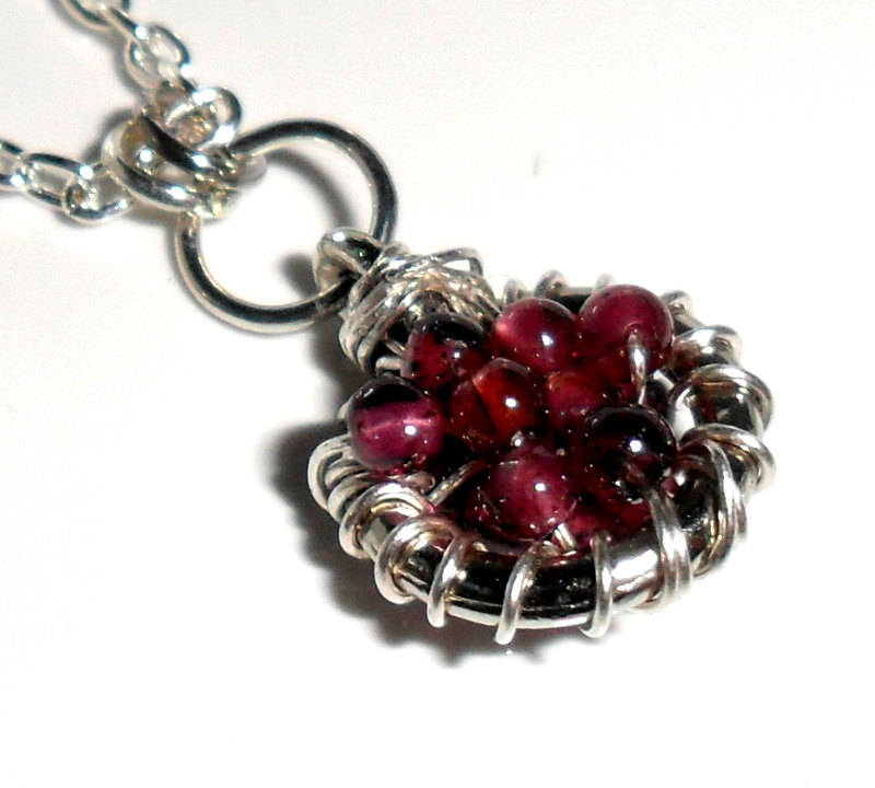 January Birthstone Garnet Necklace Sterling Silver Pendant Charm -full Of Wishes-garnet Beads Valentine's Gift For Her Under 25